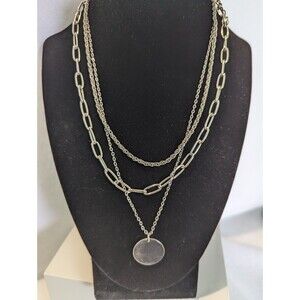 Pomina Multi Strand Silver Tone Chain Necklace